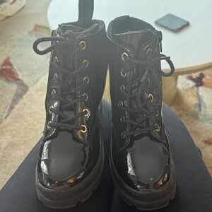 Black Patent Leather kids Boots worn once size 13.5